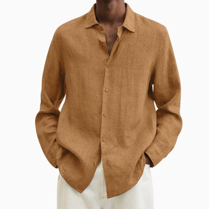 Lorenzo chemise homme en lin manches longues col chemise style casual