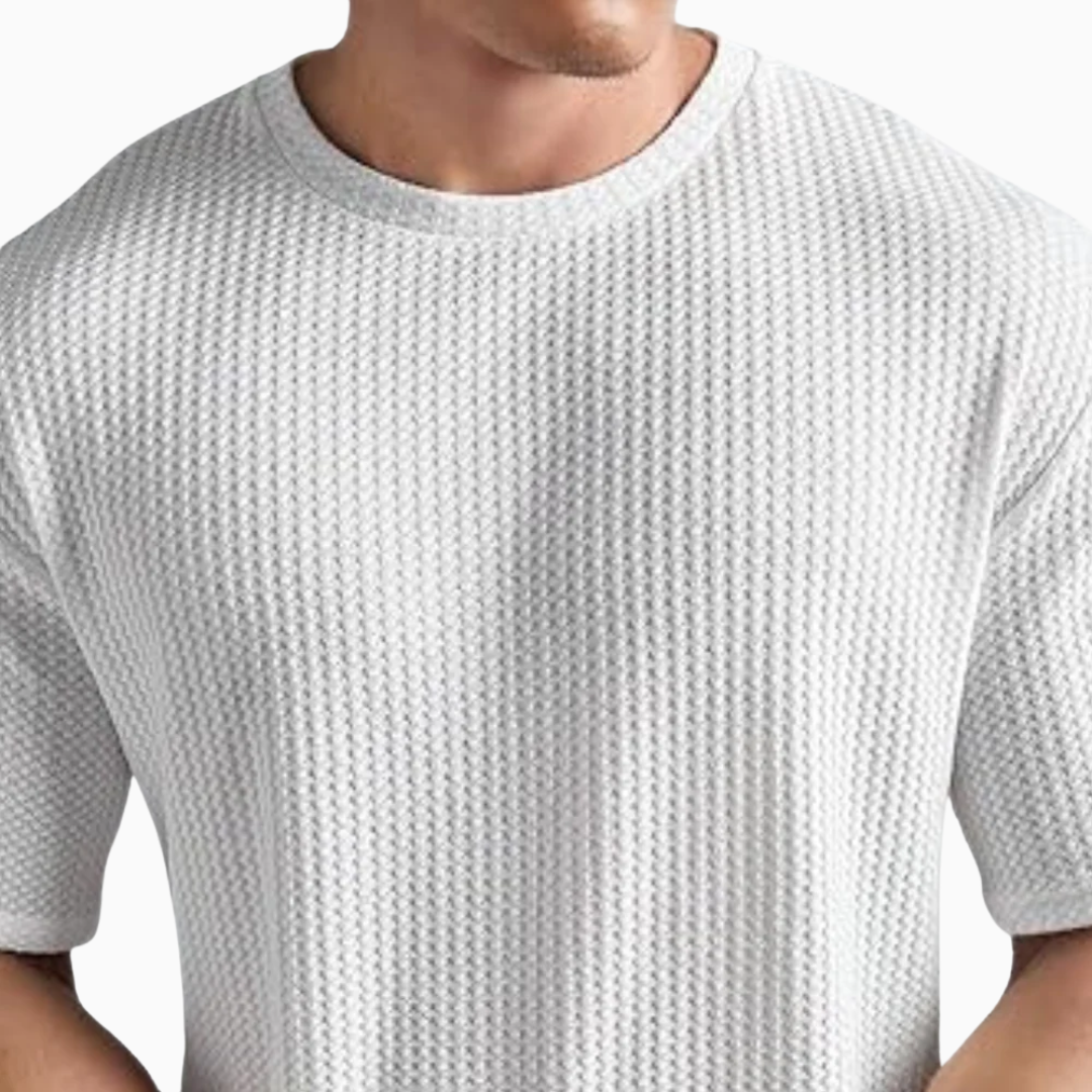 T-shirt homme texture gaufrée manches courtes col rond coupe confortable