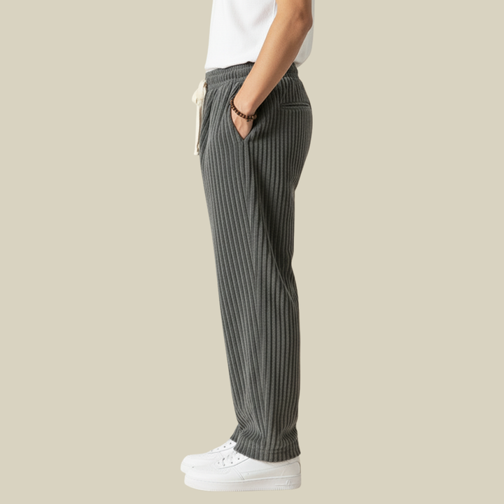 Pantalon Homme en Velours Côtelé Confortable – Taille Élastique avec Poches