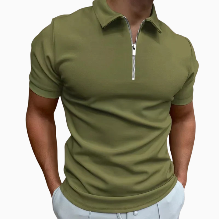 Polo Homme à Fermeture Zippée – Coupe Moderne et Ajustée