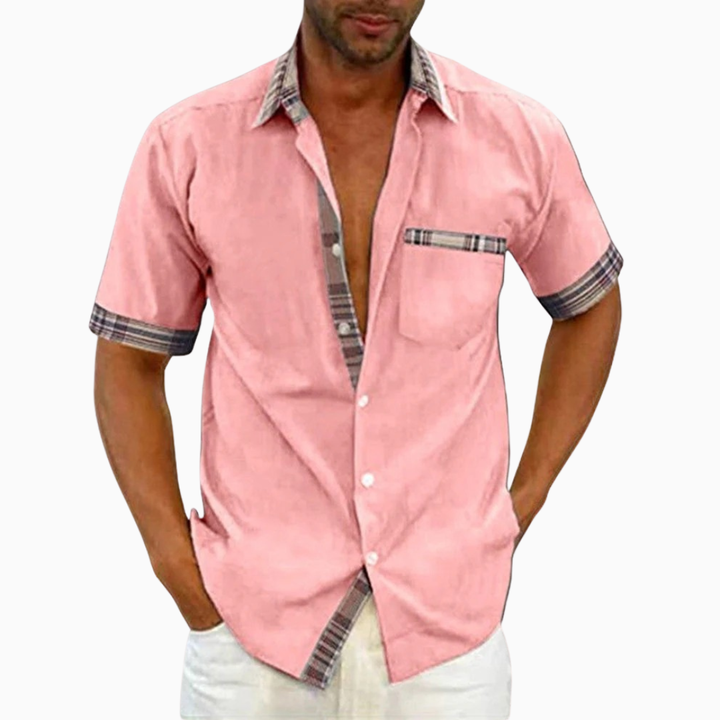 Lorenzo blouse homme été manches courtes poche poitrine style casual