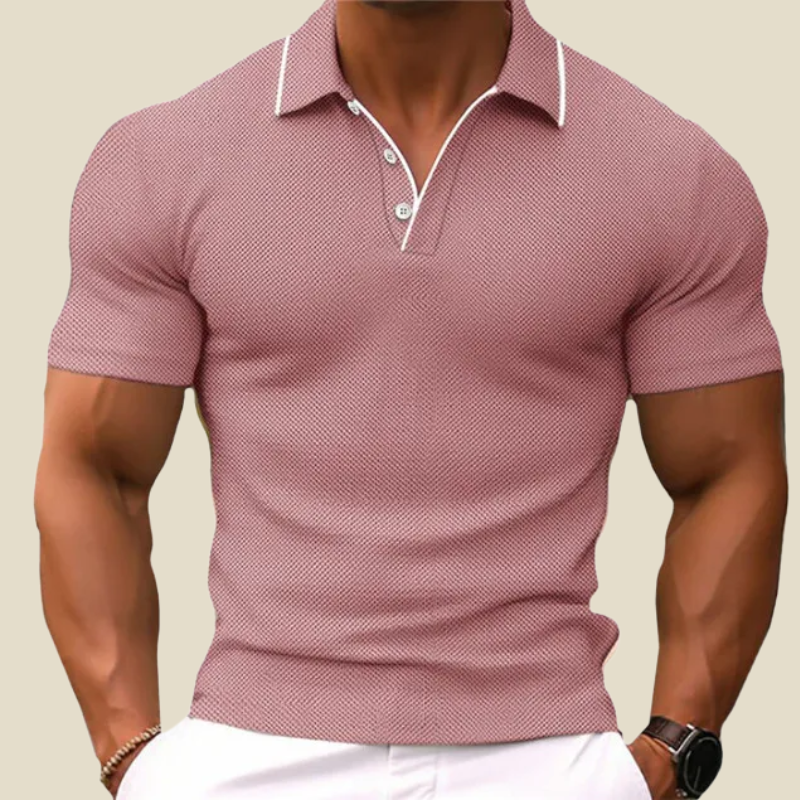 Polo Homme Maille Manches Courtes – Coupe Ajustée Patte Deux Boutons