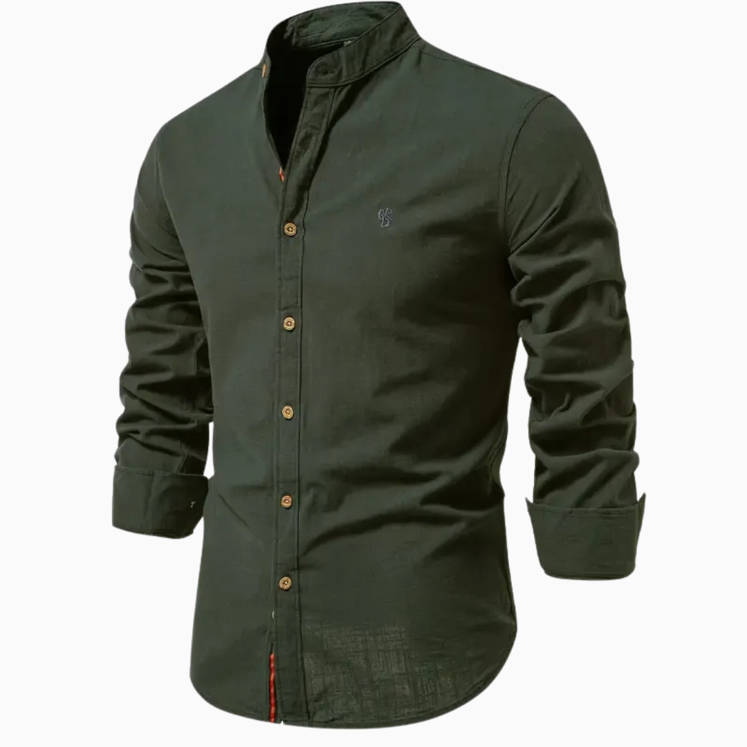 Elio chemise homme manches longues col montant style casual