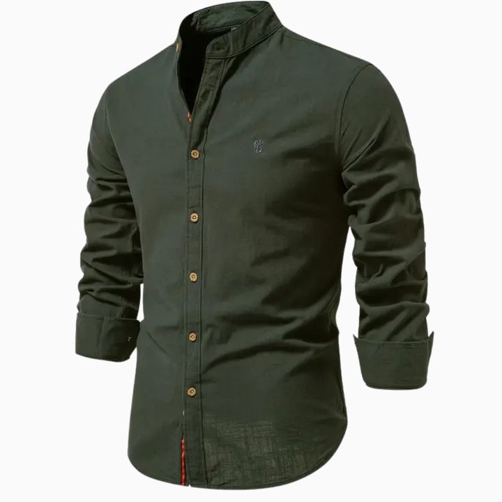 Elio chemise homme manches longues col montant style casual
