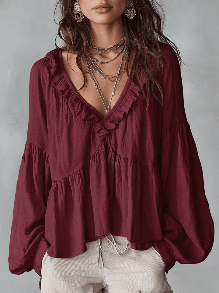 Blouse bohème femme à volants – Style vintage léger et romantique