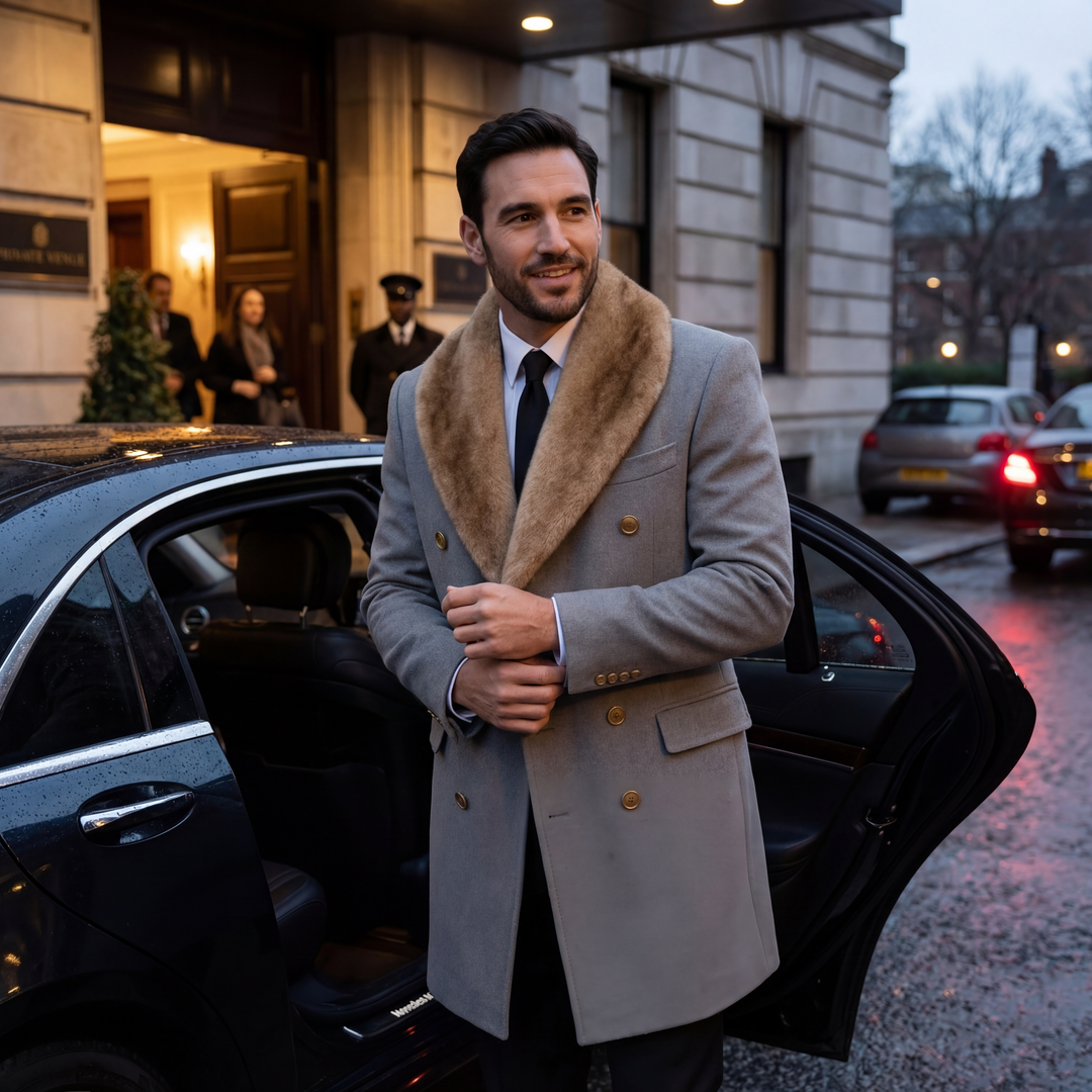 Veste homme mi-longue col polo en laine – raffinée, ajustée, silhouette hivernale