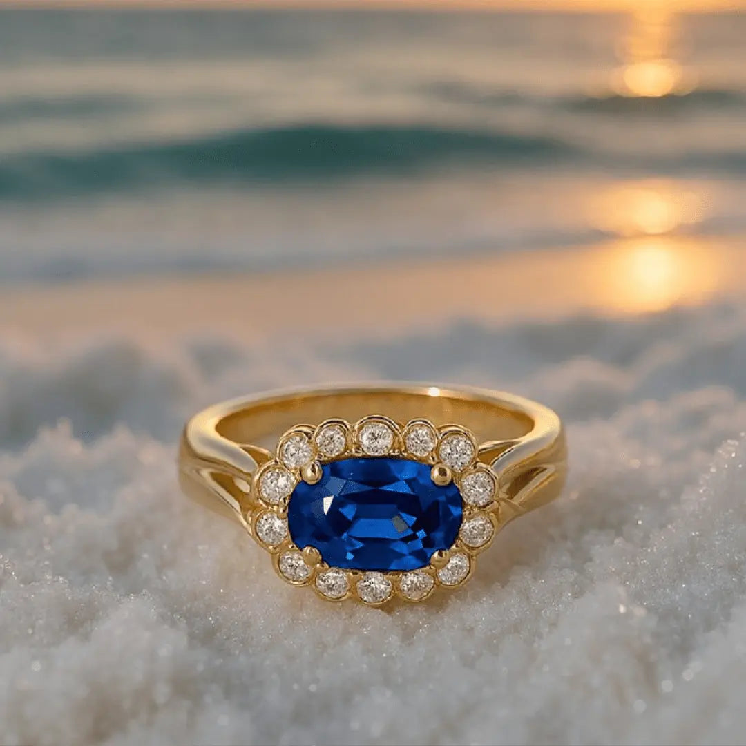 Bague avec Cristal Bleu