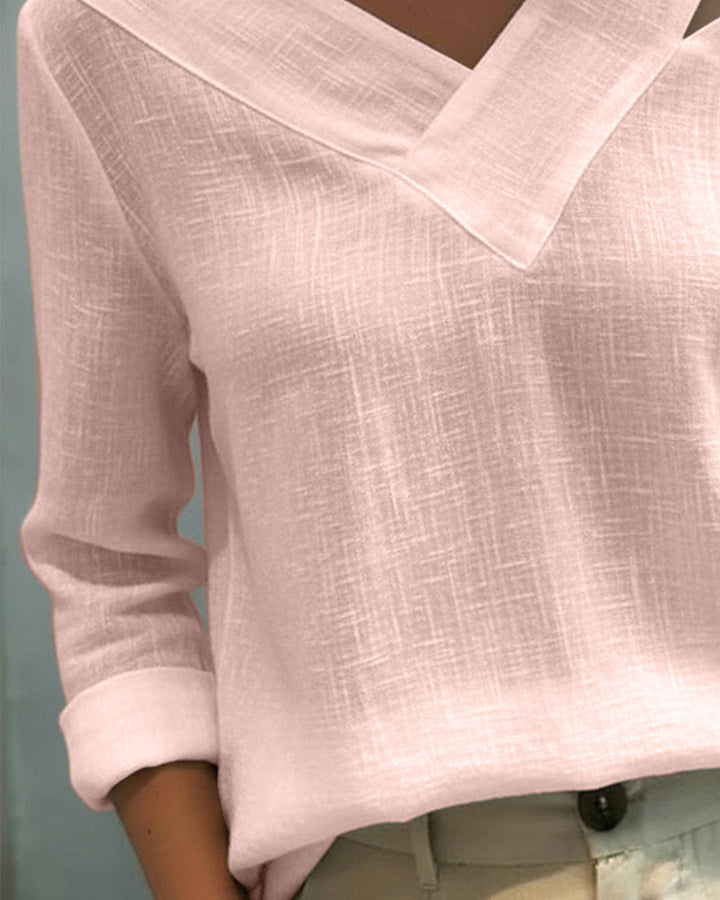 Haut élégant pour femme – Col en V asymétrique, style chic pour le travail et les soirées