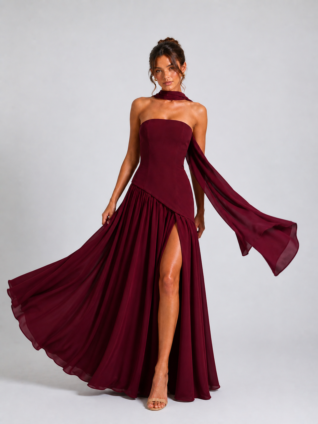 Solène Robe Fendue Drapée