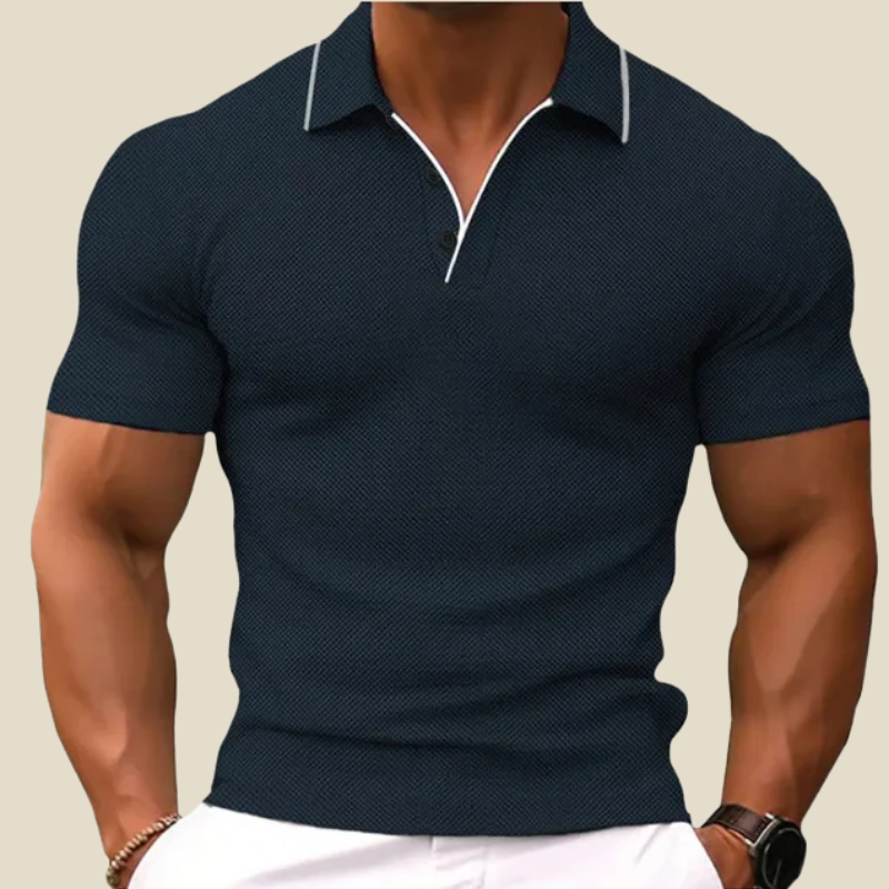 Polo Homme Maille Manches Courtes – Coupe Ajustée Patte Deux Boutons