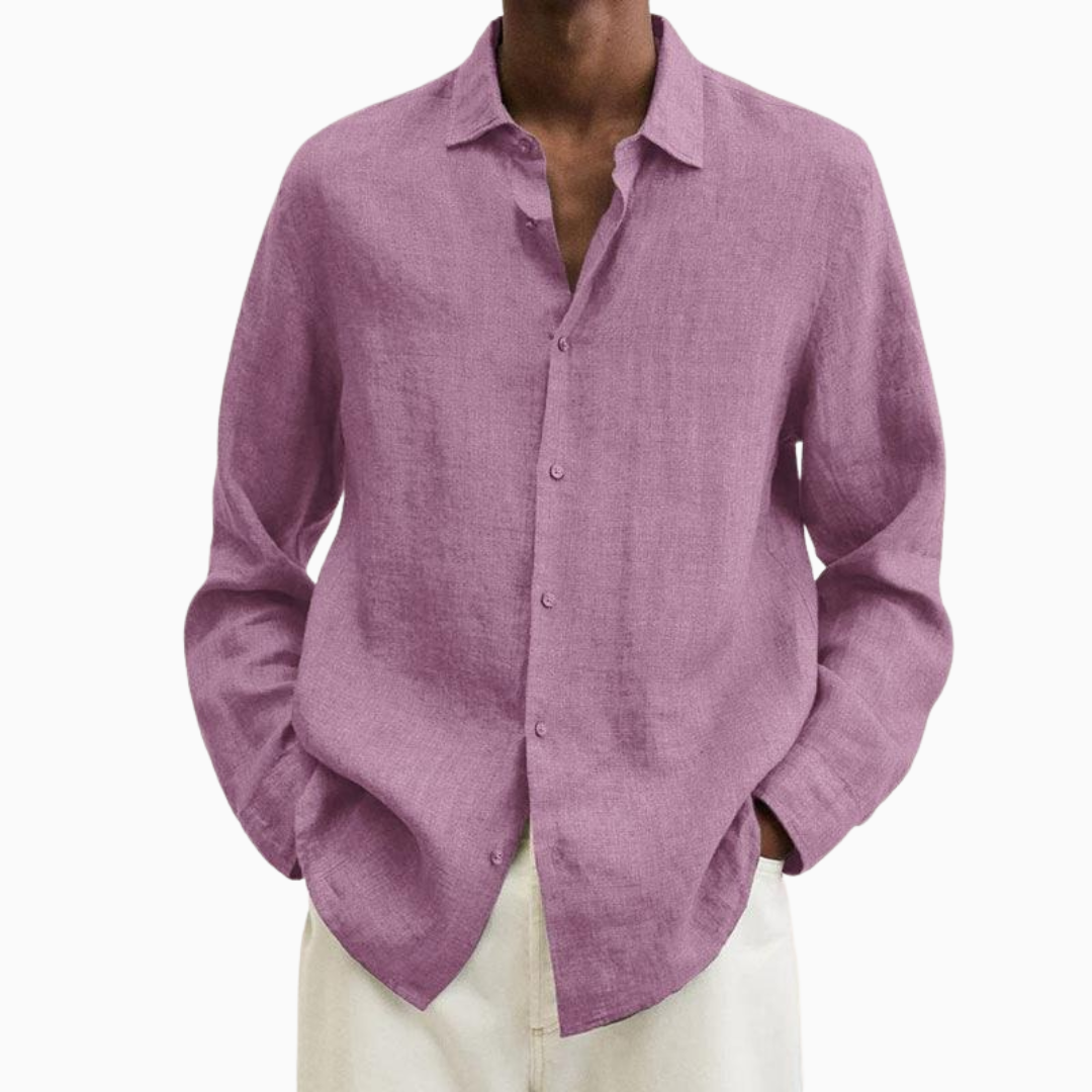 Lorenzo chemise homme en lin manches longues col chemise style casual