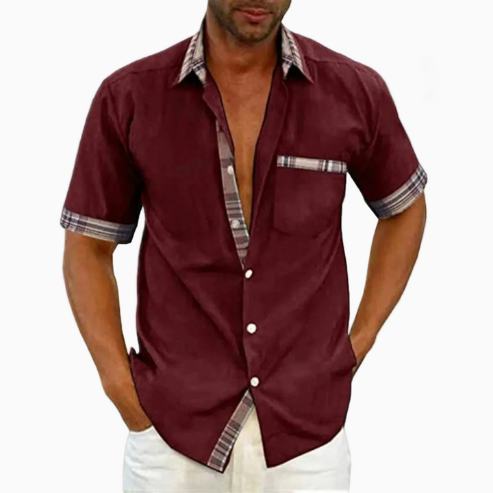 Lorenzo blouse homme été manches courtes poche poitrine style casual