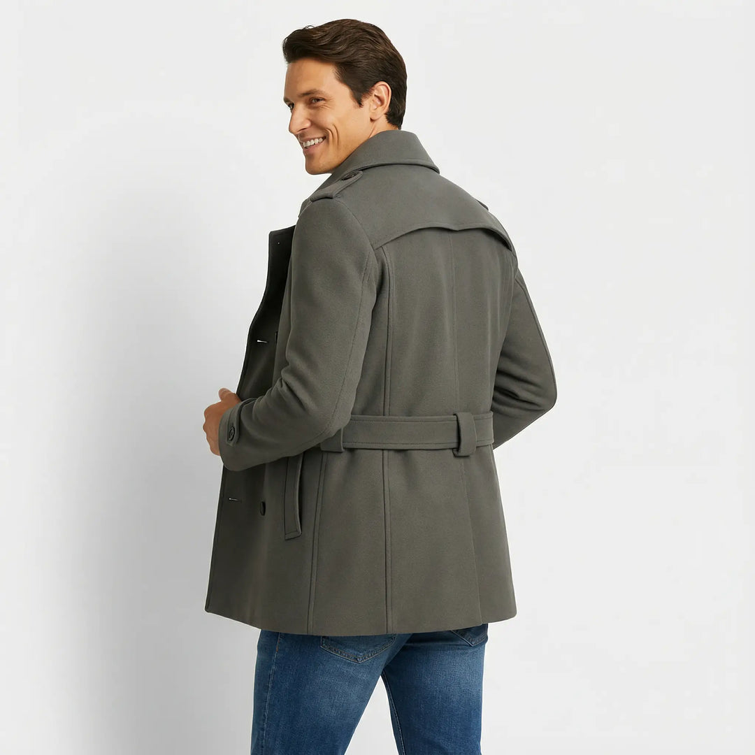 Manteau trench mi-long homme en coton mélangé