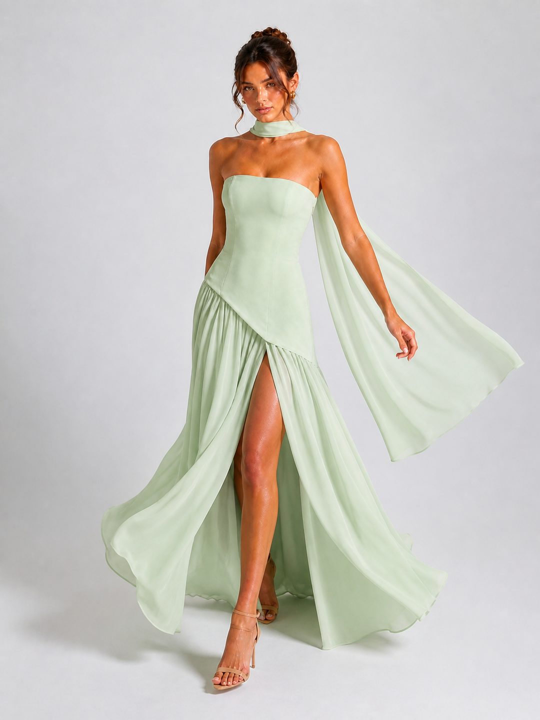 Solène Robe Fendue Drapée