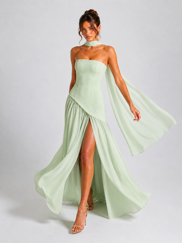 Solène Robe Fendue Drapée
