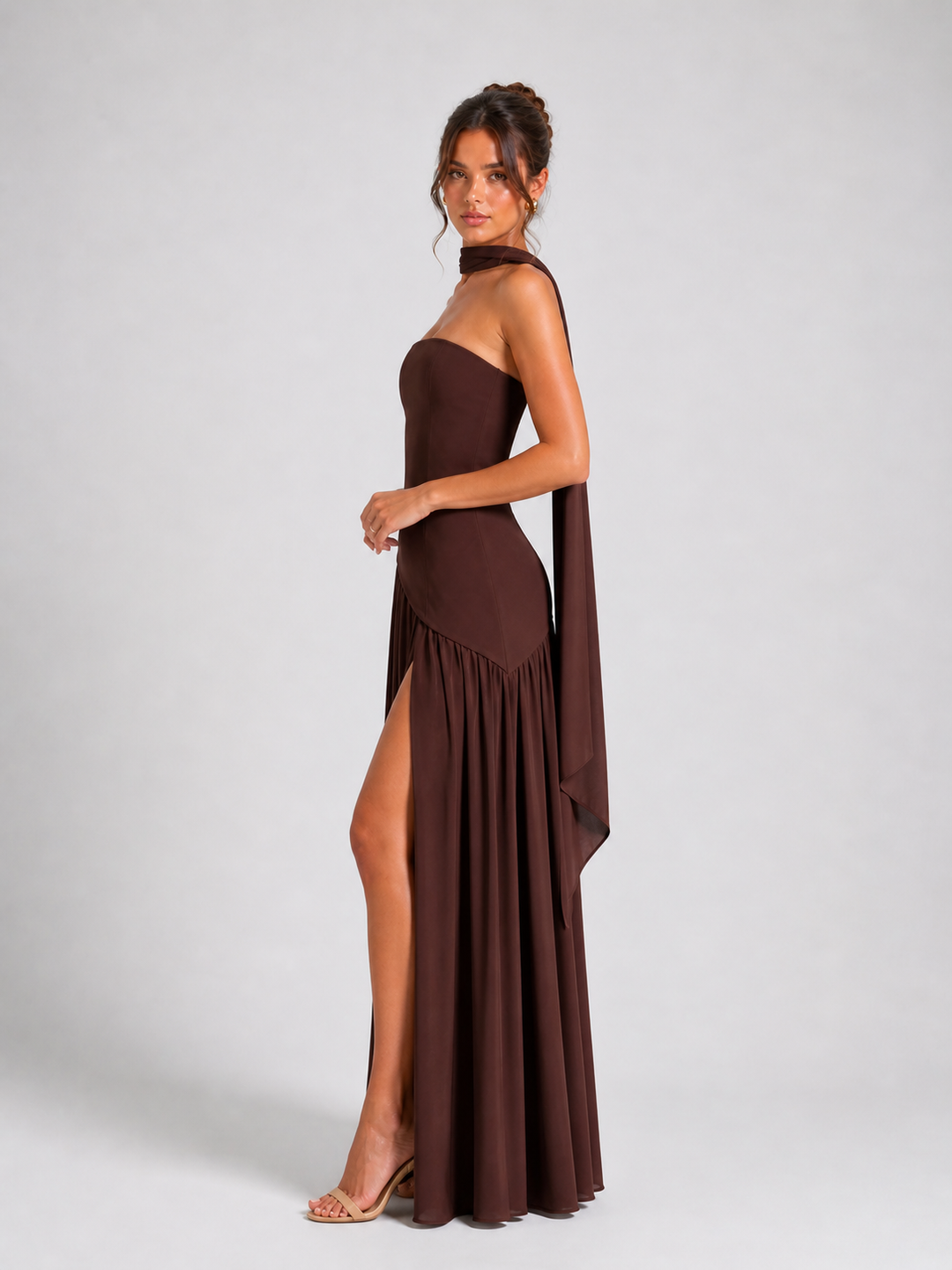 Solène Robe Fendue Drapée