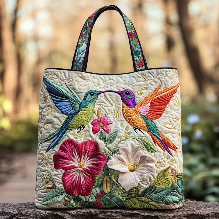 Sac rembourré - Colibri et Fleurs Blanches