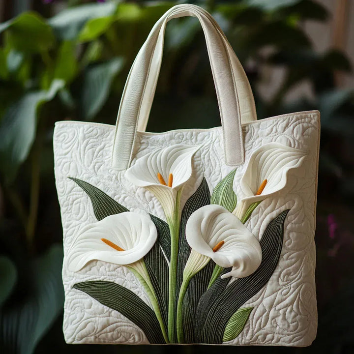 Sac matelassé fait main - Arums blancs