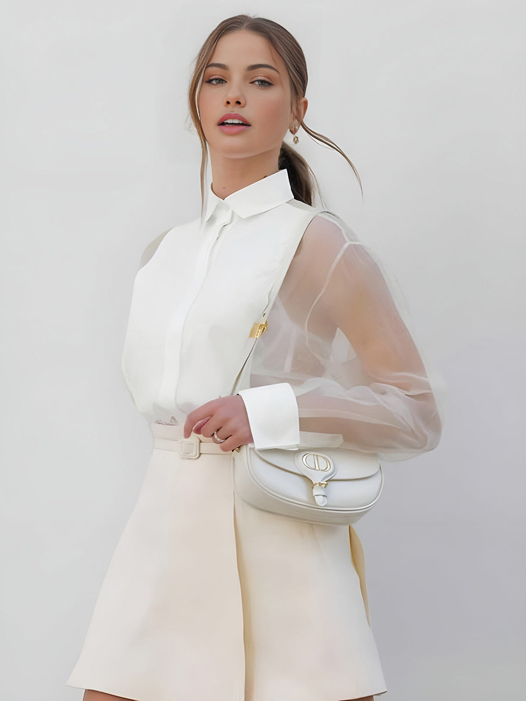 Chemisier Élégant Femme à Manches Transparentes – Haut Féminin Chic