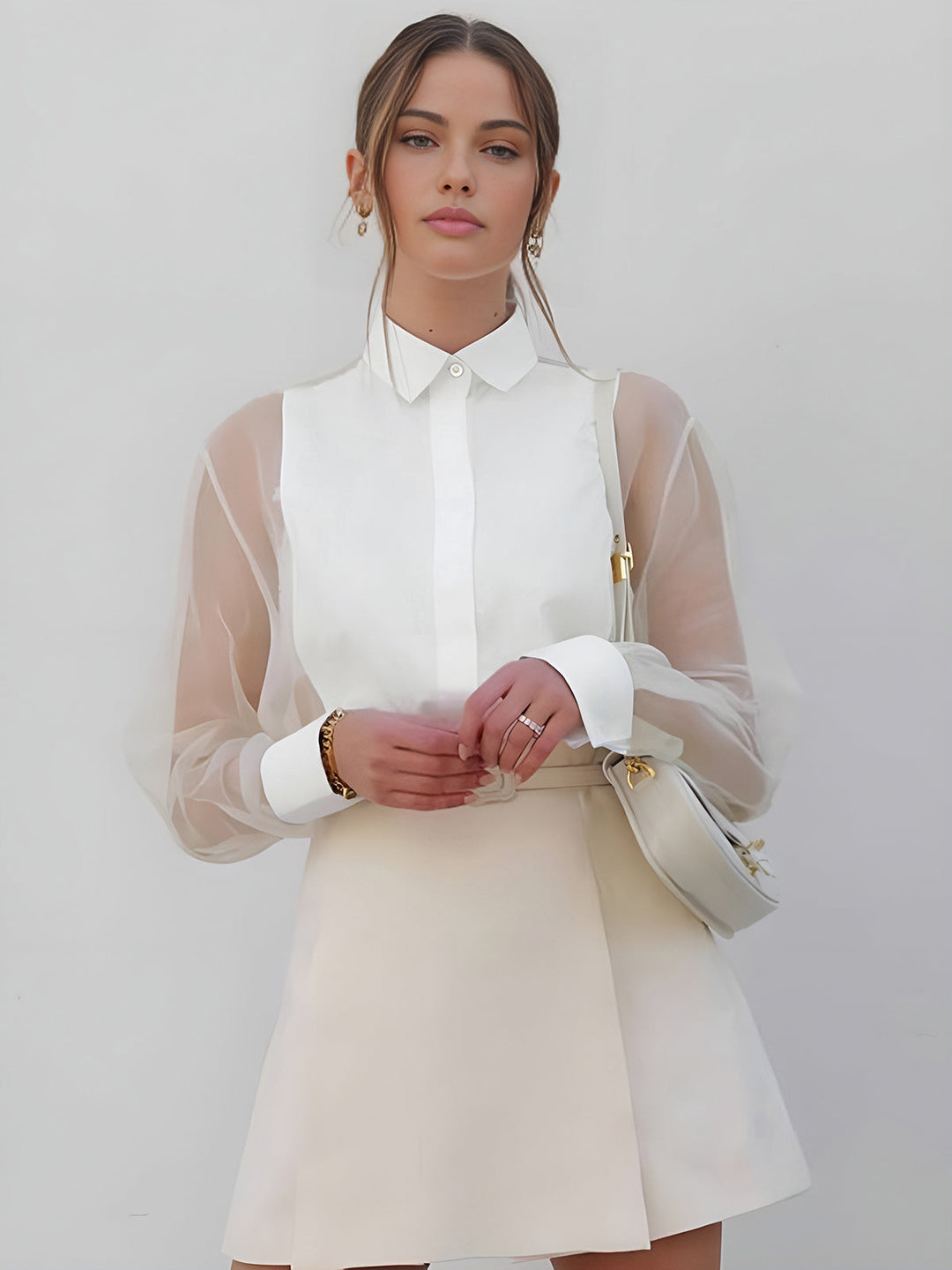 Chemisier Élégant Femme à Manches Transparentes – Haut Féminin Chic