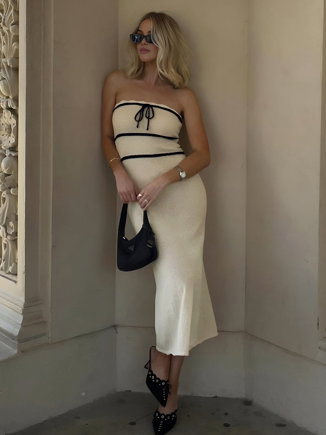 Robe Tube Bouclé Élégante pour Femme – Robe Midi Chic