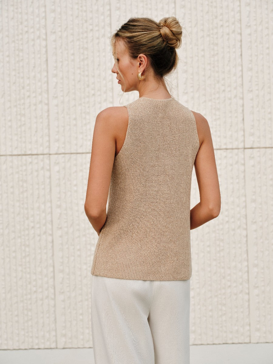 Top halter élégant femme – Chemisier sans manches raffiné d’été