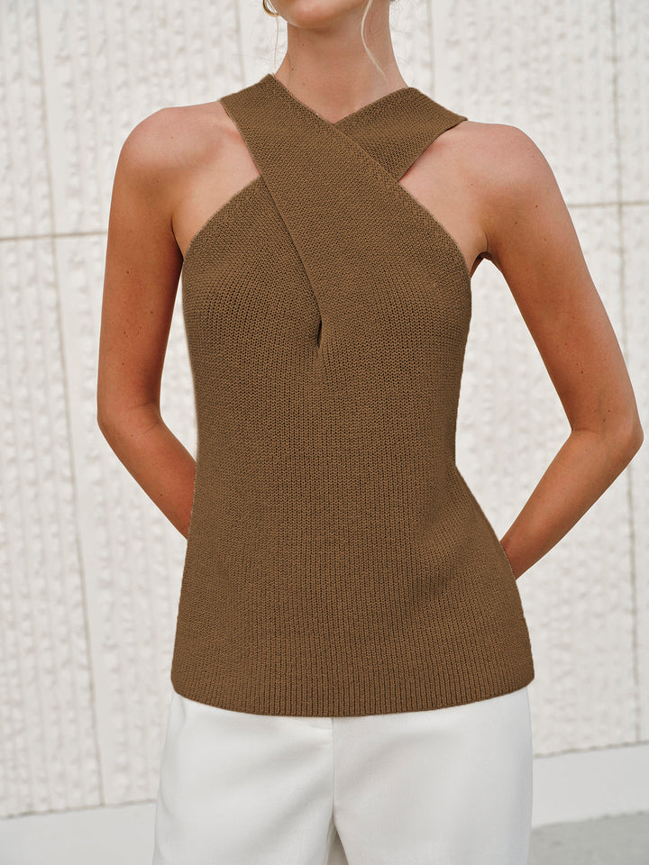 Top halter élégant femme – Chemisier sans manches raffiné d’été