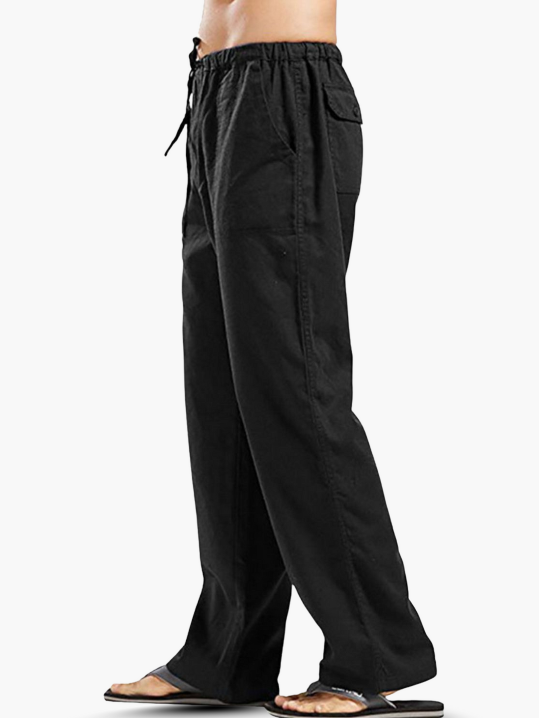 Pantalon Homme Coton-Lin à Cordon – Confort Léger Décontracté