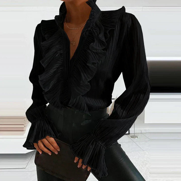 Femmes élégante à volants et boutons soirée bureau Blouse – Stylée, Flatteuse