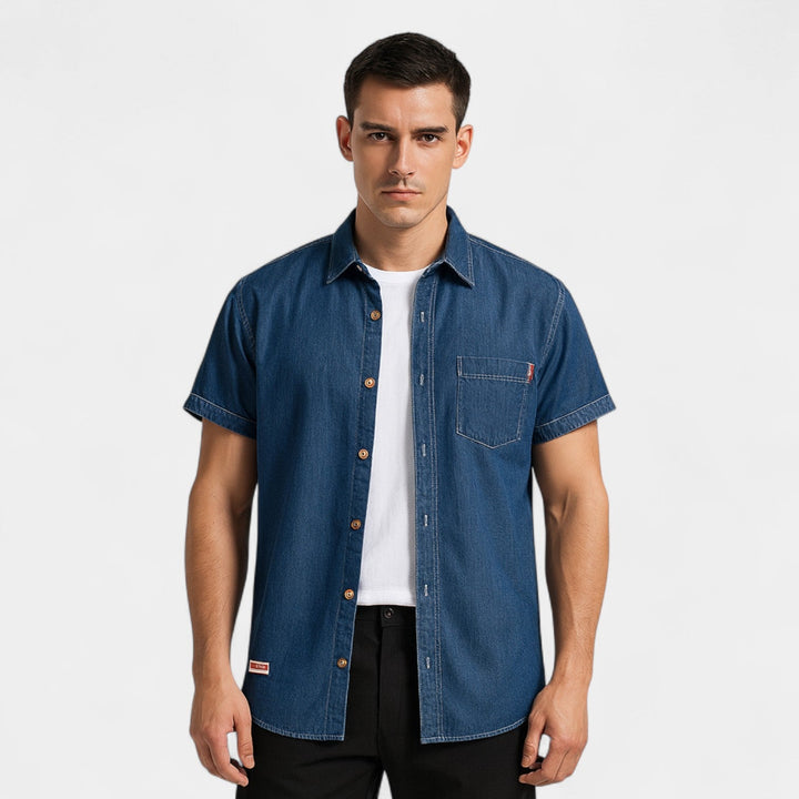 Surchemise Homme Denim Coton – Manches Courtes Casual