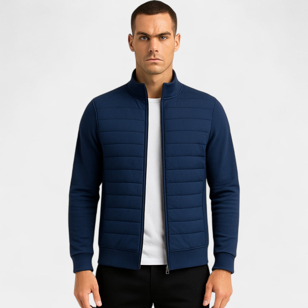 Veste tricotée homme coton polyester – Col montant léger