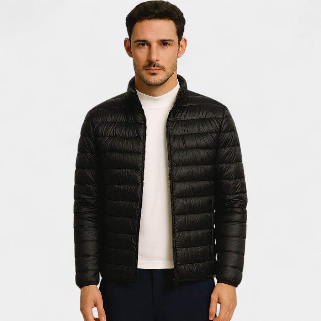 Doudoune homme laine légère – Col montant ultra-fin