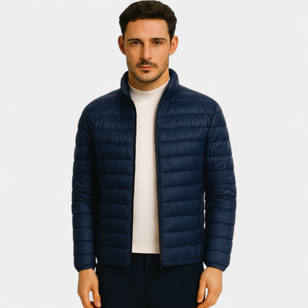 Doudoune homme laine légère – Col montant ultra-fin
