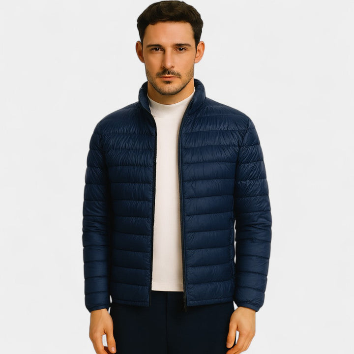 Doudoune homme laine légère – Col montant ultra-fin