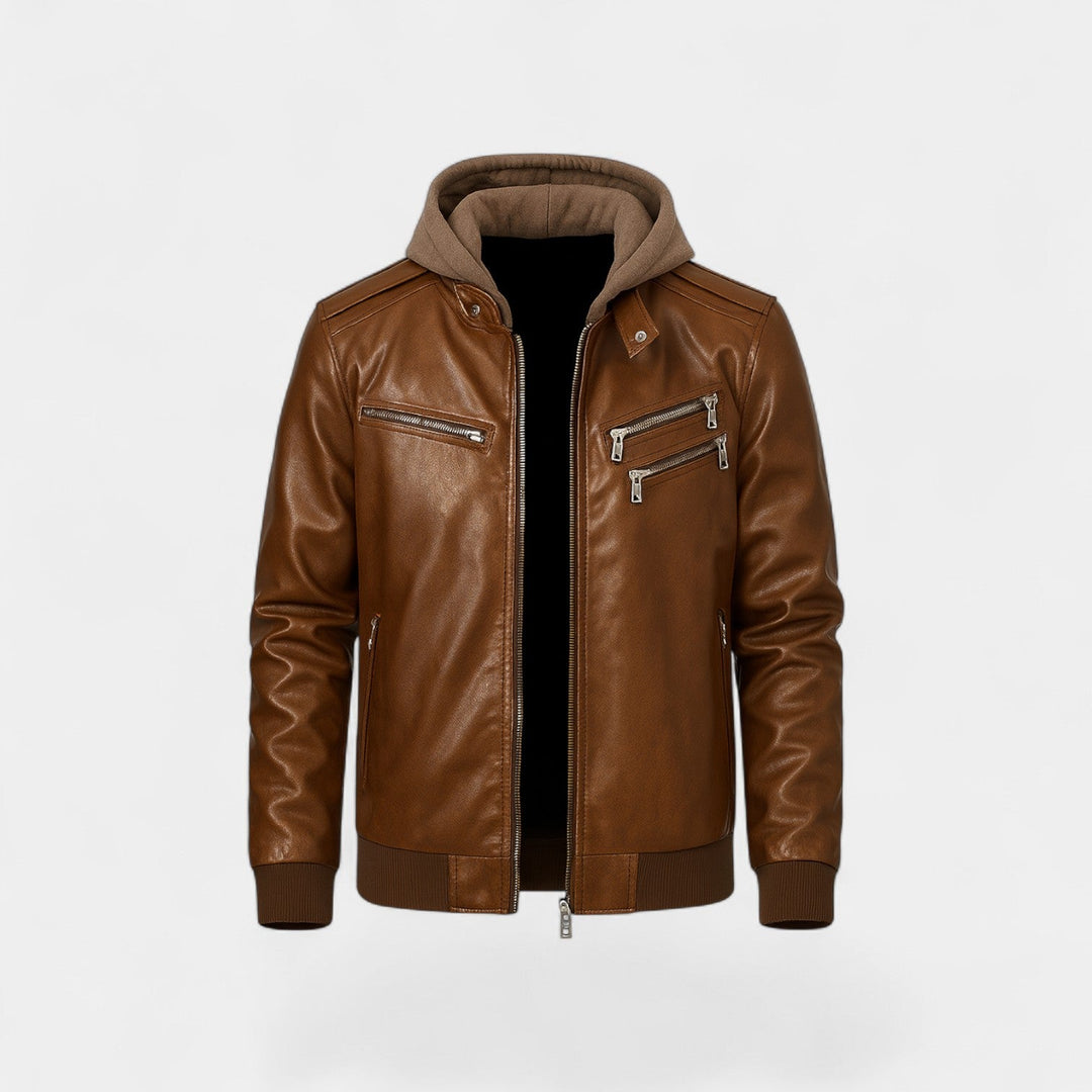 Manteau Homme Cuir avec Col en Fourrure – Veste Hivernale Classique