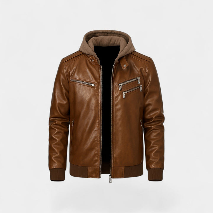 Manteau Homme Cuir avec Col en Fourrure – Veste Hivernale Classique