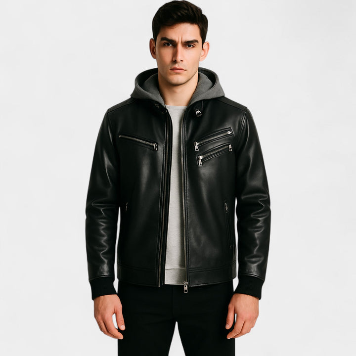 Manteau Homme Cuir avec Col en Fourrure – Veste Hivernale Classique