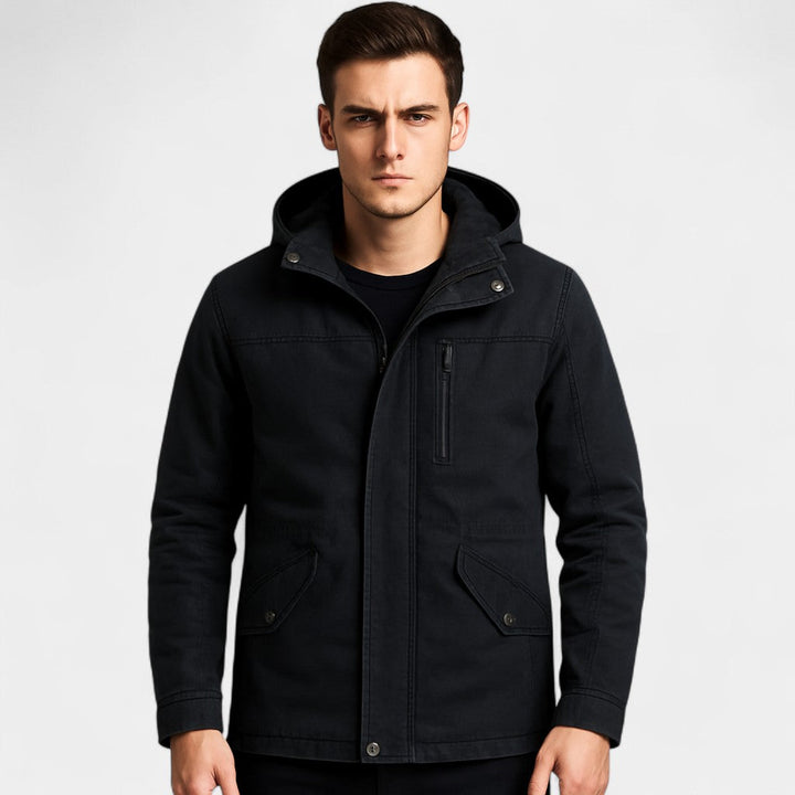 Parka homme coton capuche – Veste délavée à revers