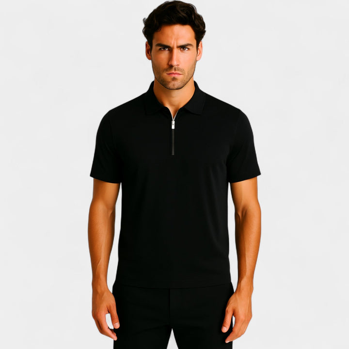 Polo homme soie glacée sans couture – Quart de zip coupe luxe