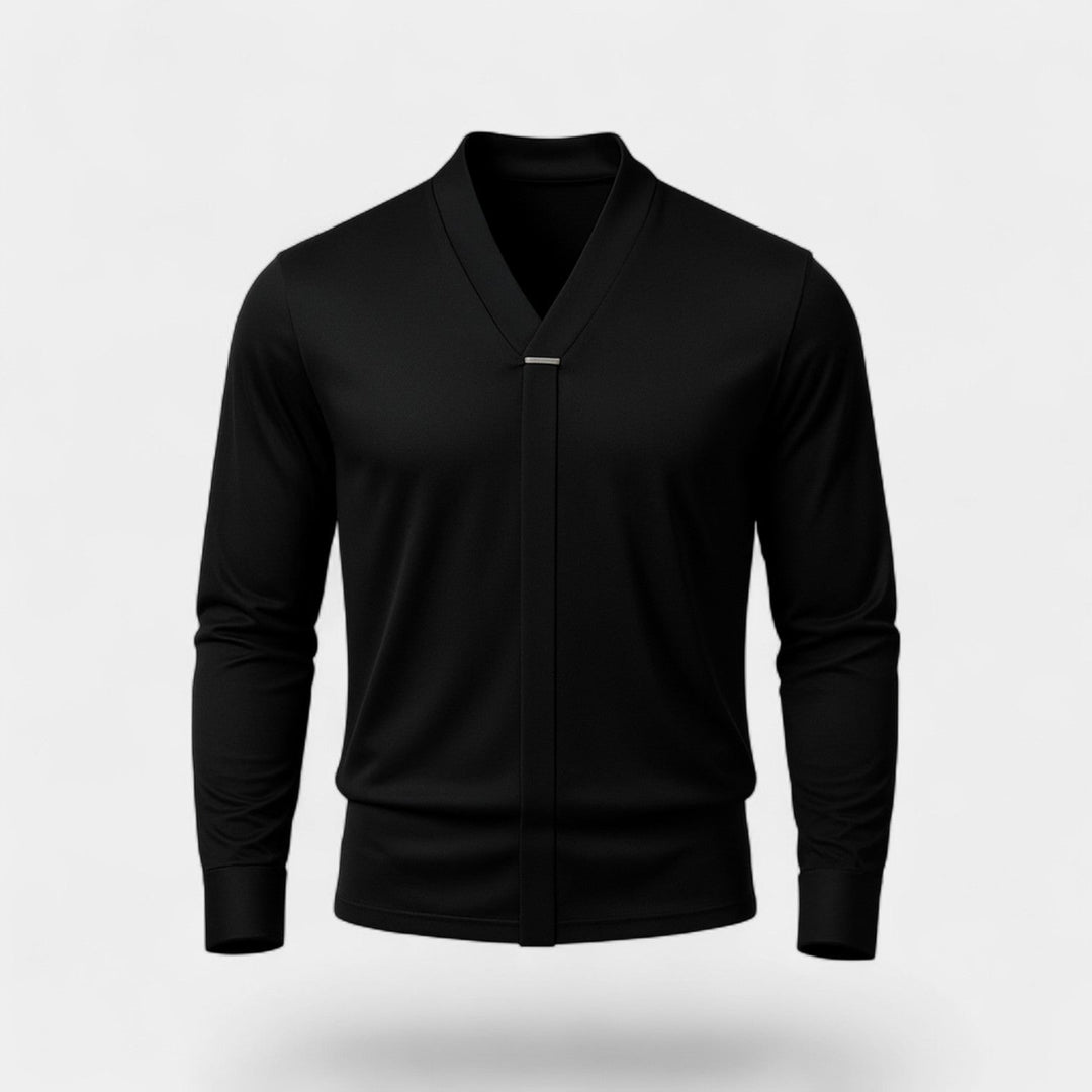 Chemise col V homme coton mélangé – coupe minimaliste infroissable
