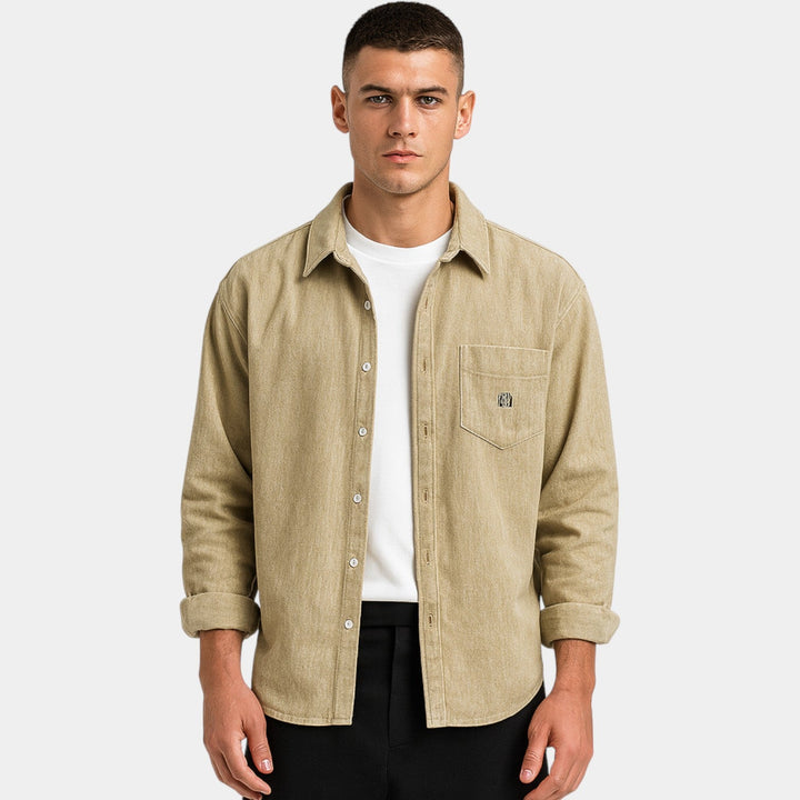 Chemise homme coton manches longues – brossée ajustée casual