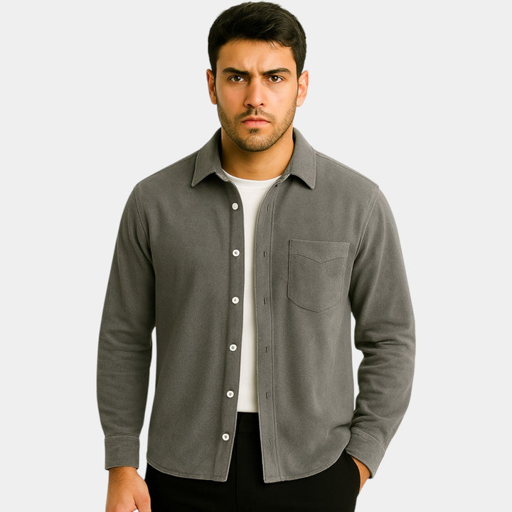 Chemise homme coton manches longues – brossée ajustée casual