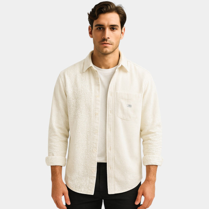 Chemise homme coton manches longues – brossée ajustée casual
