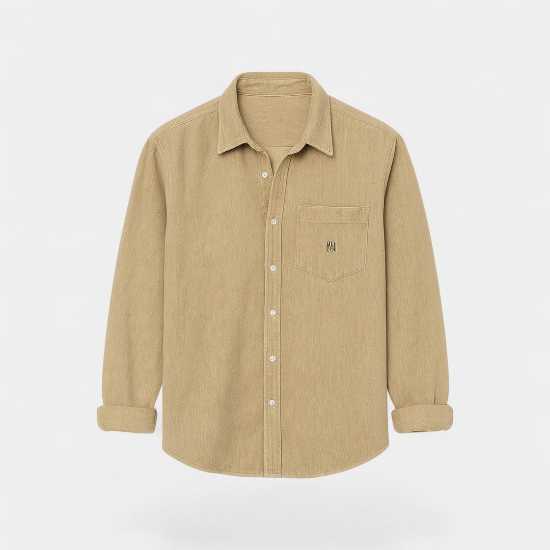 Chemise homme coton manches longues – brossée ajustée casual