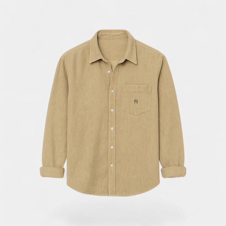 Chemise homme coton manches longues – brossée ajustée casual
