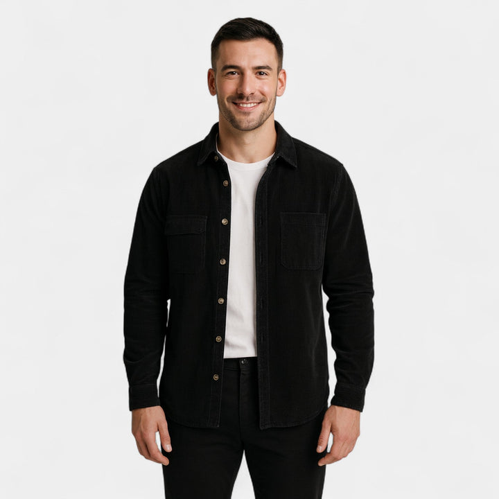 Veste-chemise homme coton velours côtelé – style raffiné décontracté