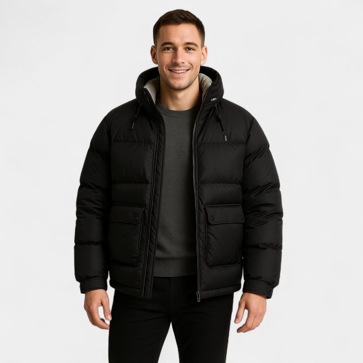 Doudoune homme à capuche duvet mélangé – chaude, raffinée, silhouette hivernale