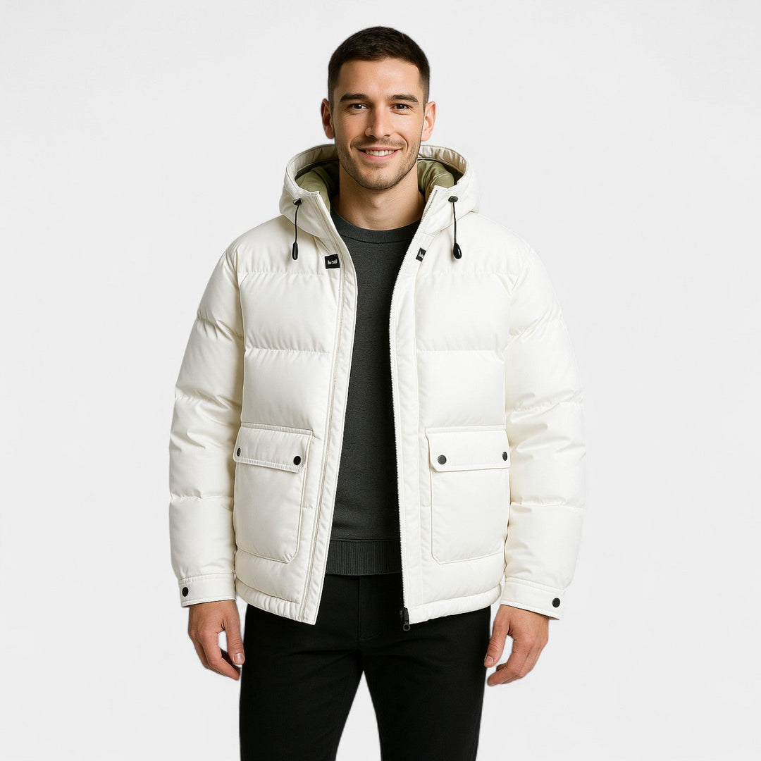 Doudoune homme à capuche duvet mélangé – chaude, raffinée, silhouette hivernale