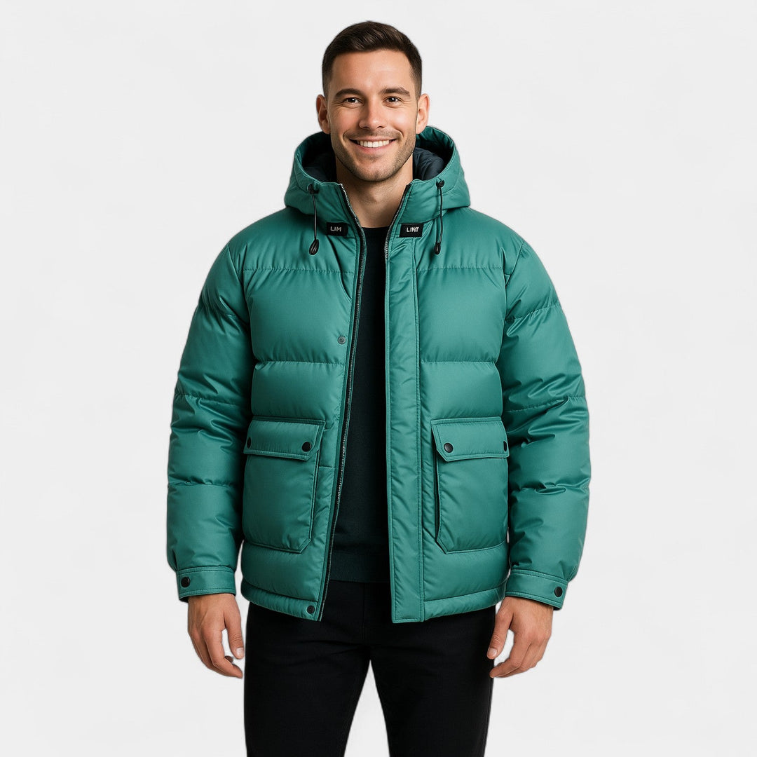 Doudoune homme à capuche duvet mélangé – chaude, raffinée, silhouette hivernale