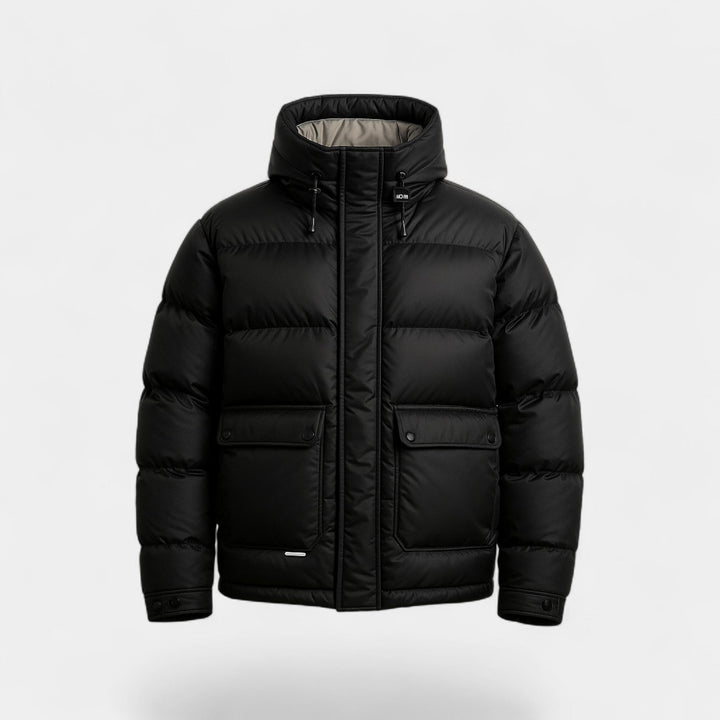 Doudoune homme à capuche duvet mélangé – chaude, raffinée, silhouette hivernale